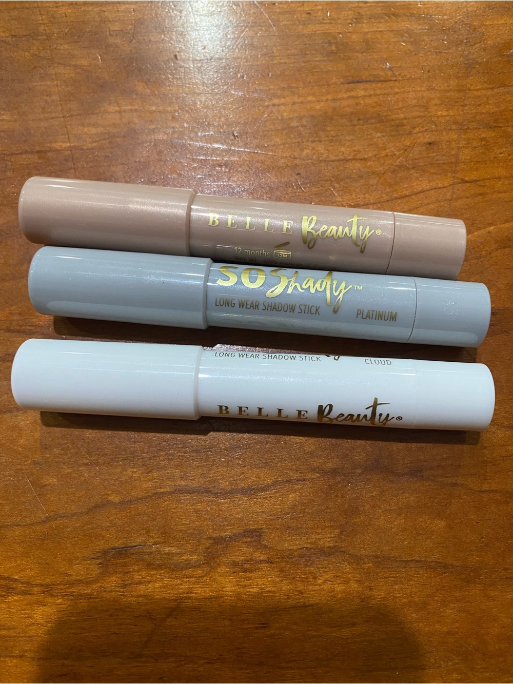 Belle Beauty Long-Wear Shadow Stick Trio — Golden, Platinum, Cloud